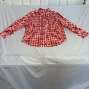 Red Gingham Button-Up Shirt Womens Size XXL 100% Cotton Old Navy